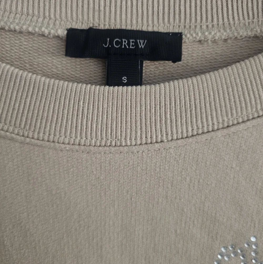 J.Crew Oui Non Sweatshirt Tan Beige 100% Cotton French Graphic Pullover Small